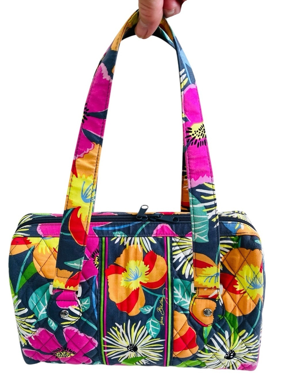 Vera Bradley Jazzy Blooms Quilted Barrel Bag
